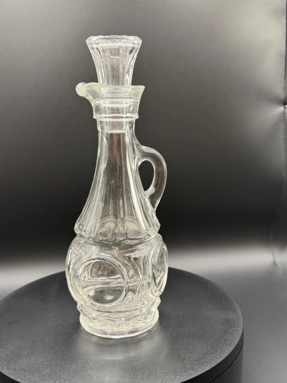 Vintage Clear Pressed Glass Oil & Vinegar Cruet Set